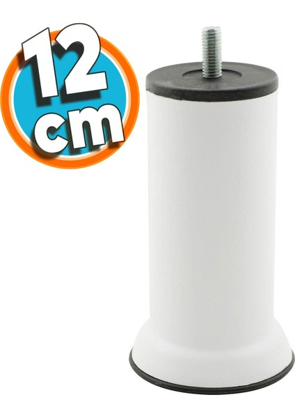 Mobilya Metal Yatak Kanepe Baza Koltuk Orta Destek Ayağı M8 Civata Beyaz Metal Ayak 12 cm