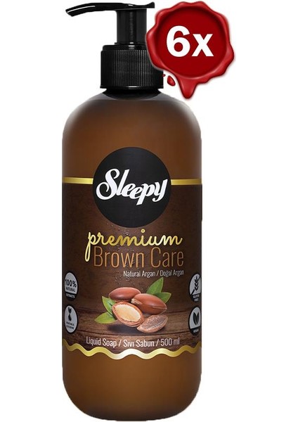 Premium Brown Care Sıvı Sabun Argan 500 ml x 6