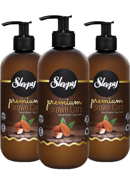 Premium Brown Care Sıvı Sabun Badem 500 ml x 3