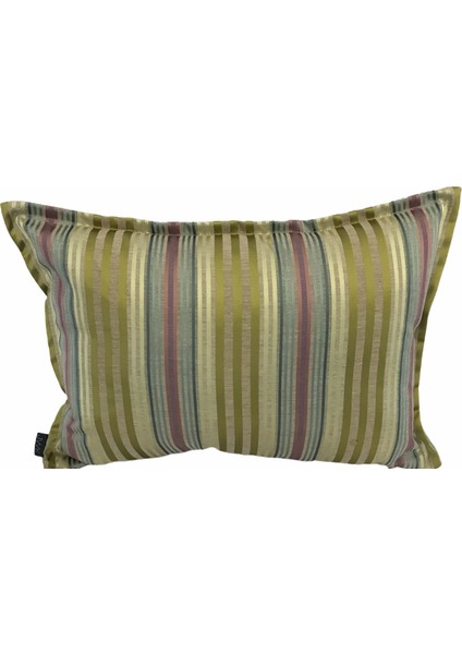 Ipek Saten Çizgili Yeşil Pembe Kırlent Kılıfı 35x501 Cm