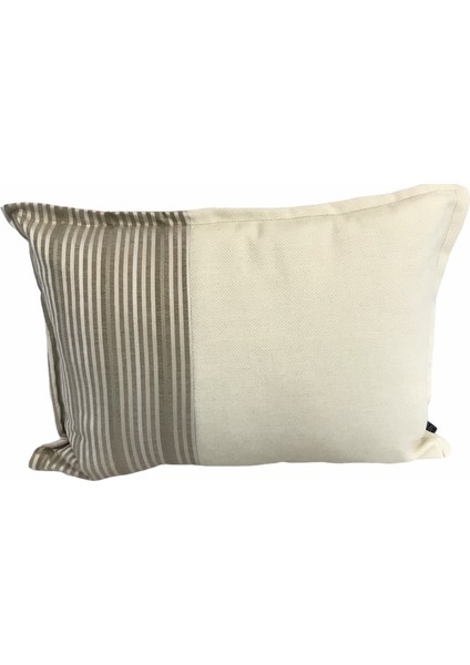 Ipek Saten Çizgili Vizon Keten Kırlent Kılıfı 35x501 Cm