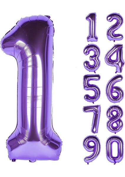 1 Bir Rakam Mor Folyo Balon 32"-34" Inc 80 cm