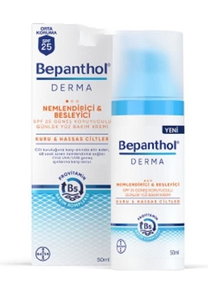 Derma Nemlendirici ve Besleyici SPF25 Yüz Bakım Kremi 50ML