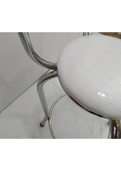 Sandalye ST BAR Tipi Yüksek Model BEYAZ Sunideri döşem Metal nikelaj El Yapım modelleri