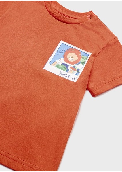 Erkek Bebek Baskılı T-Shirt Turuncu 1019
