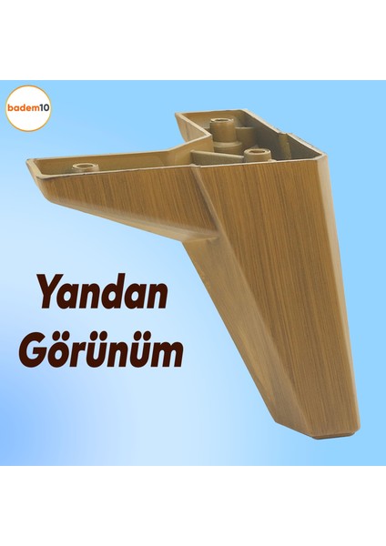 Sedir Lüks Mobilya Kanepe Sehpa Baza Tv Ünitesi Koltuk Ayağı Ahşap Desenli Açık Ceviz 12 cm Ayakları