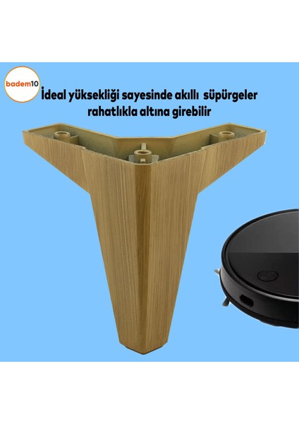 Sedir Lüks Mobilya Kanepe Sehpa Baza Tv Ünitesi Koltuk Ayağı Ahşap Desenli Açık Ceviz 12 cm Ayakları