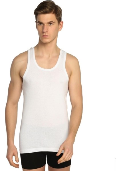 Seher Yıldız Erkek 6"lı Beyaz Klasik Askılı Pamuklu Atlet 0001