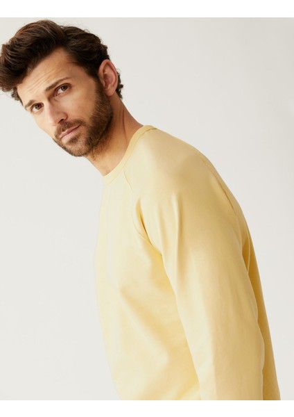 Marks & Spencer Saf Pamuklu Yuvarlak Yaka Sweatshirt