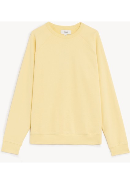 Marks & Spencer Saf Pamuklu Yuvarlak Yaka Sweatshirt