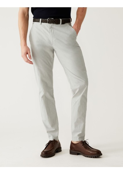 Slim Fit Dokulu Chino Pantolon