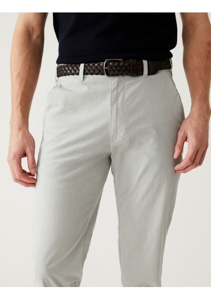 Slim Fit Dokulu Chino Pantolon