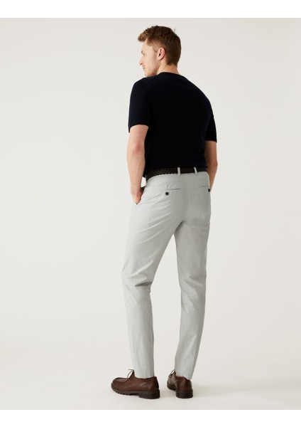 Slim Fit Dokulu Chino Pantolon