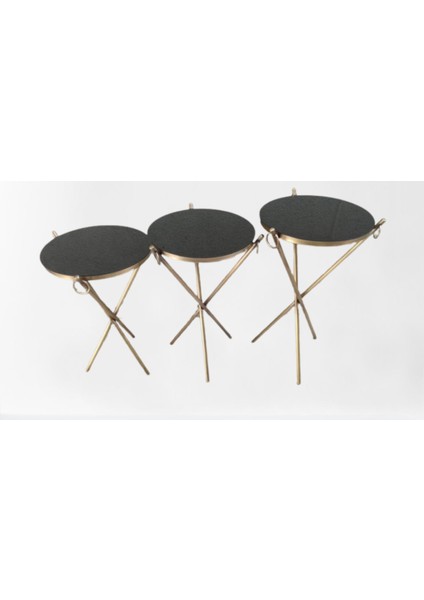 Brc Küpe Zigon Model Sehpa Metal Bakır Eskitme Gold Renk Ayak Kırılmaz Cam Tabla El Yapımı
