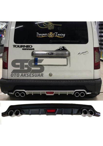 Ford Connect Difüzör Arka Tampon Eki 4 Egzoz Çıkışlı Siyah Tip