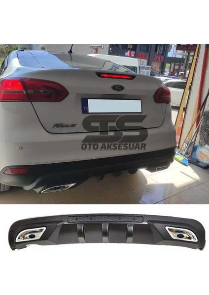 STS Oto Aksesuar Ford Focus 3 Difüzör Arka Tampon Eki 2 Egzoz Çıkışlı Siyah