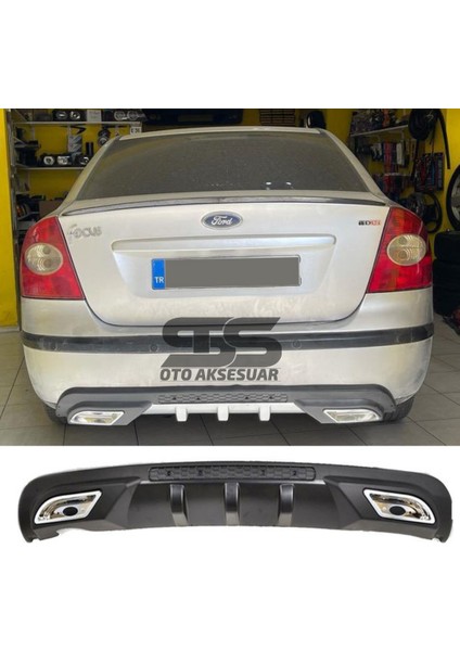 Ford Focus 2 Sedan Difüzör Arka Tampon Eki 2 Egzoz Çıkışlı Siyah