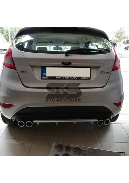 Ford Fiesta Mk7 Difüzör Arka Tampon Eki 4 Egzoz Çıkışlı Gri Lüx Tip