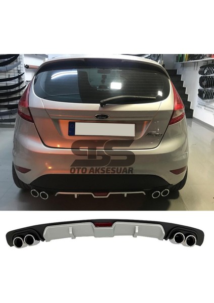 Ford Fiesta Mk7 Difüzör Arka Tampon Eki 4 Egzoz Çıkışlı Gri