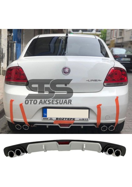 Fiat Linea Difüzör Arka Tampon Eki 4 Egzoz Çıkışlı Gri