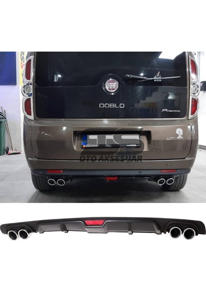 Fiat Doblo D3 D4 Difüzör Arka Tampon Eki 4 Egzoz Çıkışlı Siyah