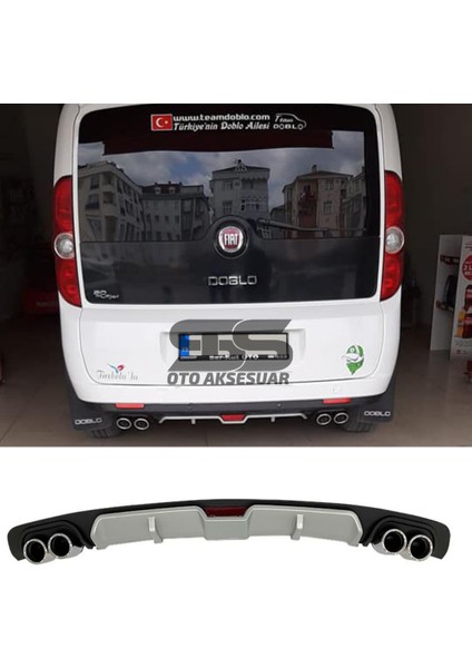 Fiat Doblo D3 D4 Difüzör Arka Tampon Eki 4 Egzoz Çıkışlı Gri