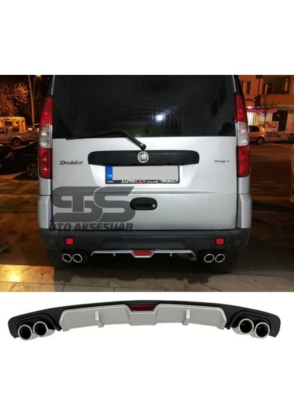 Fiat Doblo D2 Difüzör Arka Tampon Eki 4 Egzoz Çıkışlı Gri