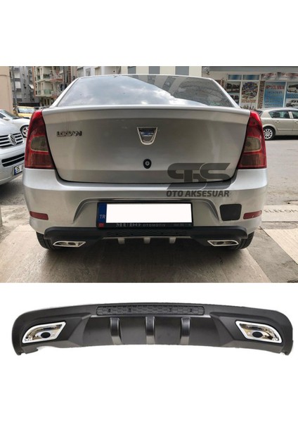 Dacia Logan Sedan Difüzör Arka Tampon Eki 2 Egzoz Çıkışlı Siyah