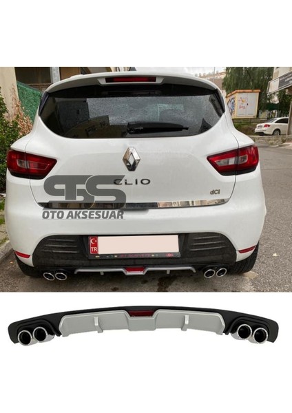 Renault Clio 4 Difüzör Arka Tampon Eki 4 Egzoz Çıkışlı Gri