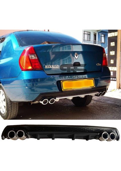 Ranault Clio 2 Sedan Difüzör Arka Tampon Eki 4 Egzoz Çıkışlı Siyah Lüx Tip