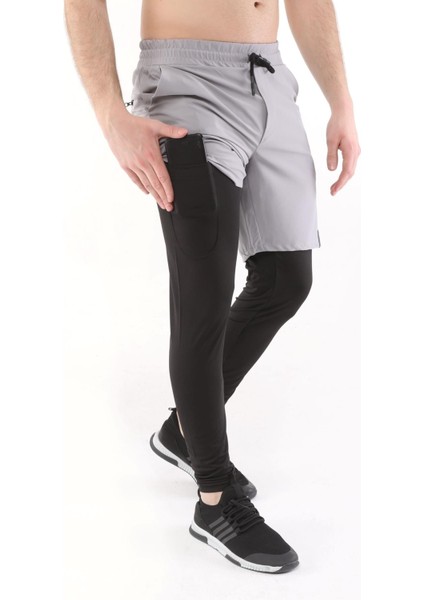 Erkek Running Compression Hızlı Kuruma Micropoly Halısaha Antrenman Gym Fitness Koşu Uzun Taytlı Şort