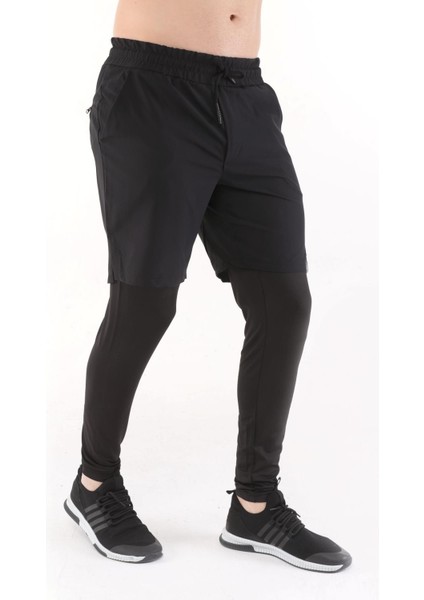 Erkek Running Compression Hızlı Kuruma Micropoly Halısaha Antrenman Gym Fitness Koşu Uzun Taytlı Şort