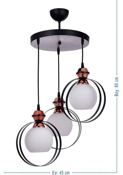 Elif 3lü Modern Sarkıt Salon Avizelerı (Siyah) modelleri