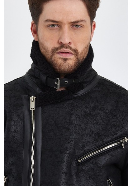 Siyah Napa Deri Mont Erkekler İçin Su Geçirmez ve Rüzgar Geçirmez Kış Modası modelleri