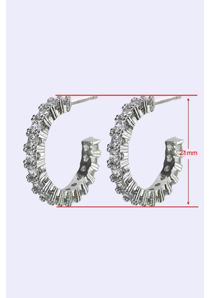 Zirkon Taşlı Rodyum Kaplama Küpe KP3032-R