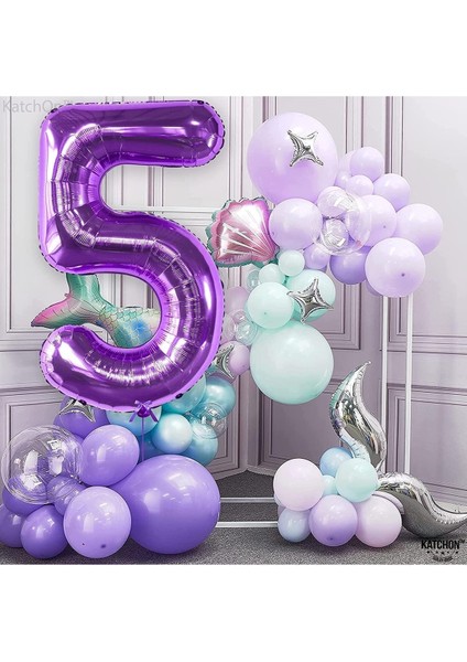 5 Beş Rakam Mor Folyo Balon 32"-34" Inc 80 cm fırsatları