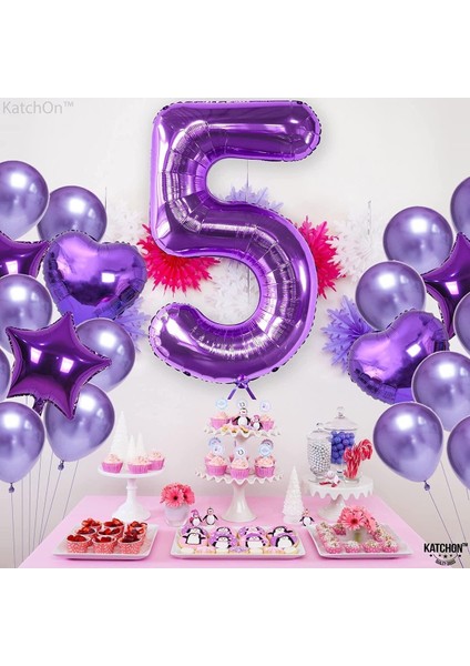 5 Beş Rakam Mor Folyo Balon 32"-34" Inc 80 cm indirimleri
