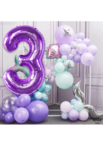 3 Üç Rakam Mor Folyo Balon 32"-34" Inc 80 cm modelleri