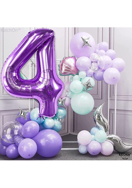 4 Dört Rakam Mor Folyo Balon 32"-34" Inc 80 cm modelleri