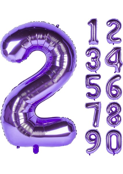 2 Iki Rakam Mor Folyo Balon 32"-34" Inc 80 cm