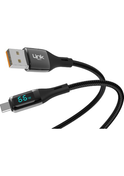 K681 Dijital Göstergeli USB - Type-C 66W Data ve Şarj Kablosu 1mt 5A