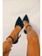Siyah Cilt Stiletto Sivri Burun Kadın Topuklu Ayakkabı 4