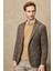 ALTINYILDIZ CLASSICS Erkek Kahverengi-gri Slim Fit Dar Kesim Kırlanıgıç Yaka Ekose Desenli Yünlü Ceket 4