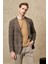 ALTINYILDIZ CLASSICS Erkek Kahverengi-gri Slim Fit Dar Kesim Kırlanıgıç Yaka Ekose Desenli Yünlü Ceket 5