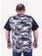 Büyük Beden Shoulder Line Camouflage Erkek Tişört 23147 Fume 3
