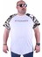 Büyük Beden Raglan Sleeve Camouflage Erkek Tişört 23146 Beyaz 1