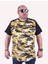 Büyük Beden Shoulder Line Camouflage Erkek Tişört 23147 Hardal 1