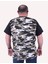 Büyük Beden Shoulder Line Camouflage Erkek Tişört 23147 Hakı 4