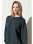 Loose Fit Rahat Kesim %100 Pamuk Bisiklet Yaka Siyah Sweatshirt 1
