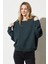 Loose Fit Rahat Kesim %100 Pamuk Bisiklet Yaka Siyah Sweatshirt 2